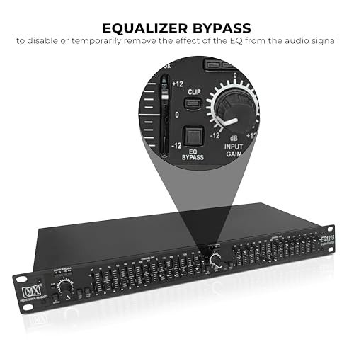 MX Dual Channel 15-Band Graphic Equalizer – Rackmount Audio Equalizer with XLR/TRS Inputs, 50Hz Low-Cut Filter, Feedback Detection – Professional Sound Processor for PA, DJ, Studio - Image 3