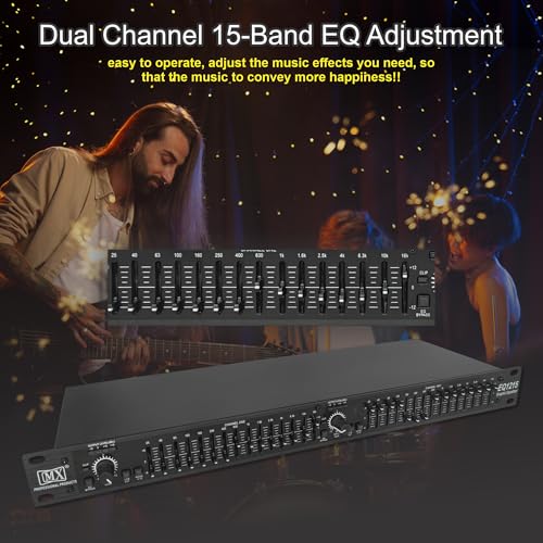 MX Dual Channel 15-Band Graphic Equalizer – Rackmount Audio Equalizer with XLR/TRS Inputs, 50Hz Low-Cut Filter, Feedback Detection – Professional Sound Processor for PA, DJ, Studio - Image 4