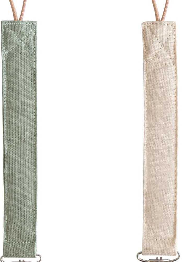 Mushie Linen Baby Pacifier Clip Holder - 2-Pack - Image 1