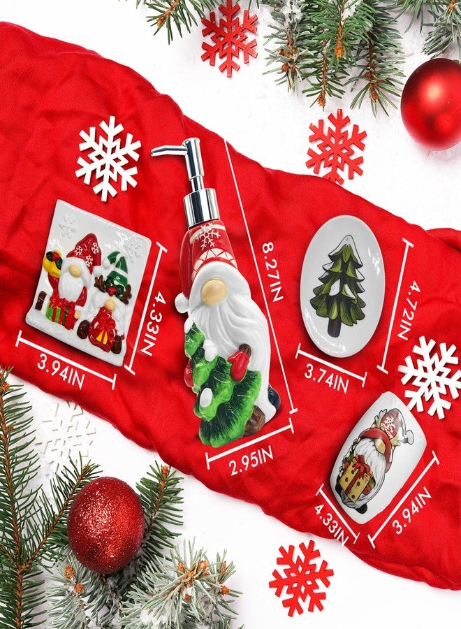 Pinata مجموعة أكسسوارات الحمام لعيد الميلاد من 4 قطع، زينة الحمام لعيد الميلاد مع الأقزام، كوب الحمام للأقزام، موزع الصابون، حامل فرشاة الأسنان، طبق صابون شجرة عيد الميلاد، للنساء - Image 3