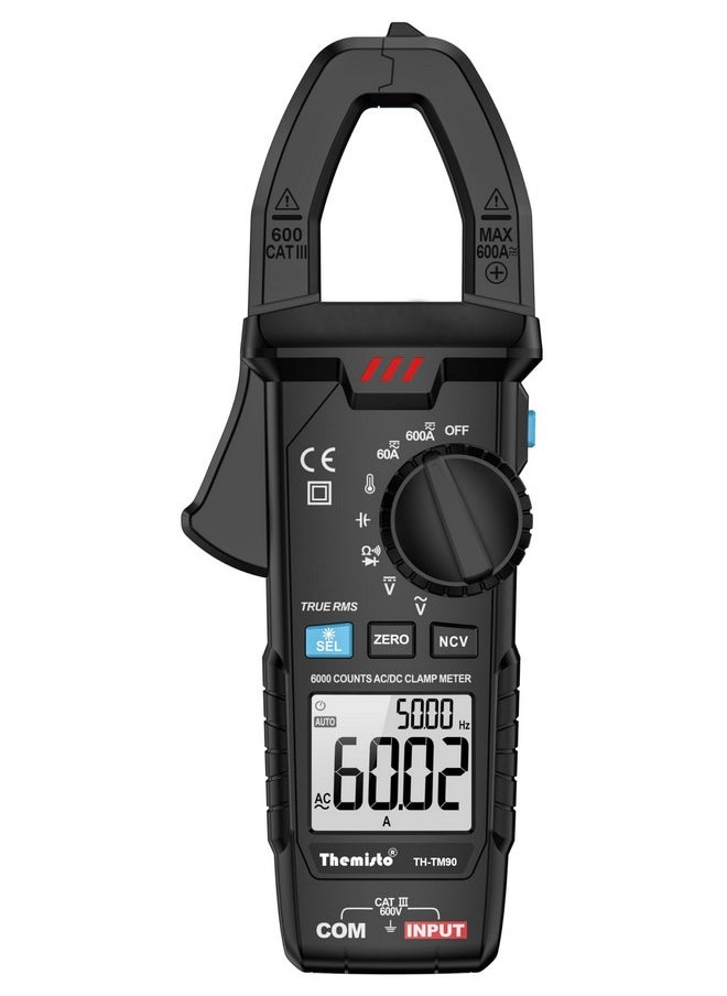 Themisto THEMISTO Th-M90 Auto Range, Ac/Dc Current, True Rms Digital Clamp Meter (600A,6000 Counts), Black  - Image 1