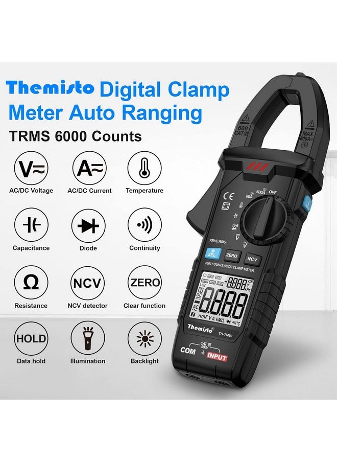 Themisto THEMISTO Th-M90 Auto Range, Ac/Dc Current, True Rms Digital Clamp Meter (600A,6000 Counts), Black  - Image 2