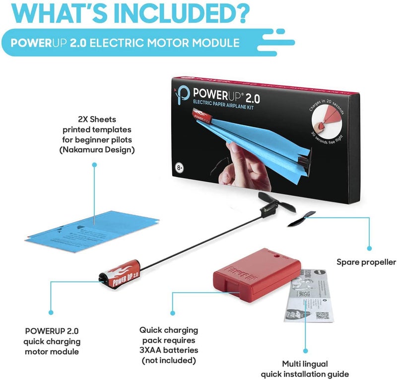 PowerUp POWERUP 2.0 Paper Airplane Conversion Kit | Electric Motor for DIY Paper Planes | Fly Longer and Farther | Perfect for Kids & Adults | Ready to Use Aeroplane Engine Kits  - Image 3