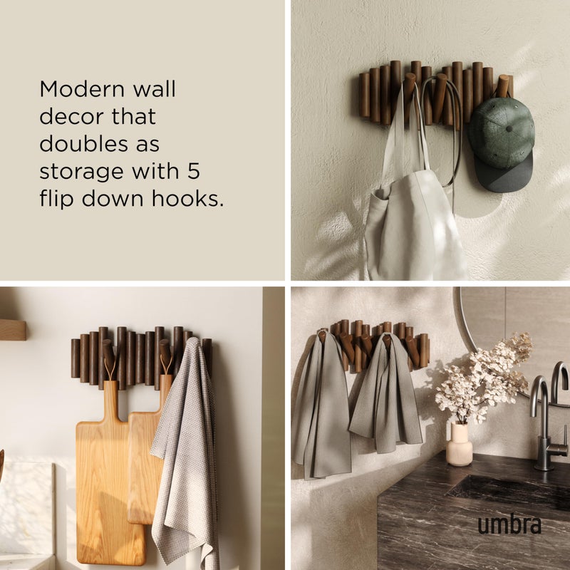 امبرا رف معطف بخطاف للسكك الحديدية من أومبرا، مصنوع من خشب الجوز القديم - Image 4