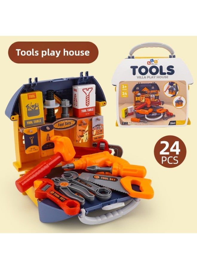 Children's Backpack Toy Tool Kit Repair Educational Boys Play House Maintenance Tools Set Disassembly Assembly Learning-Specifications:Villa Tool Crossbody Bag  - Image 1