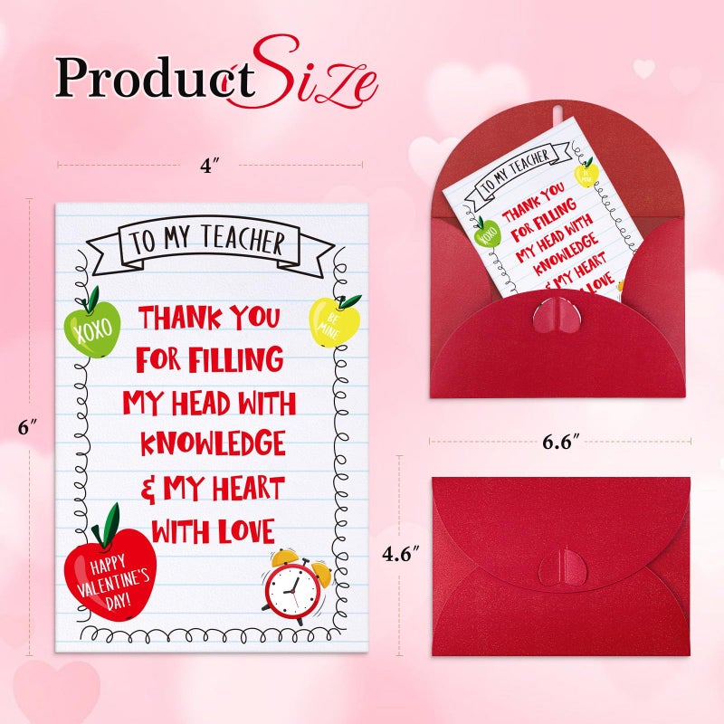 PETCEE Teacher Valentine's Day Card - Thank You Greeting Card & Gift from Student for Teachers 4x6 Inch to My Teacher Appreciation Card Happy Valentines Gift with Envelope - Image 5