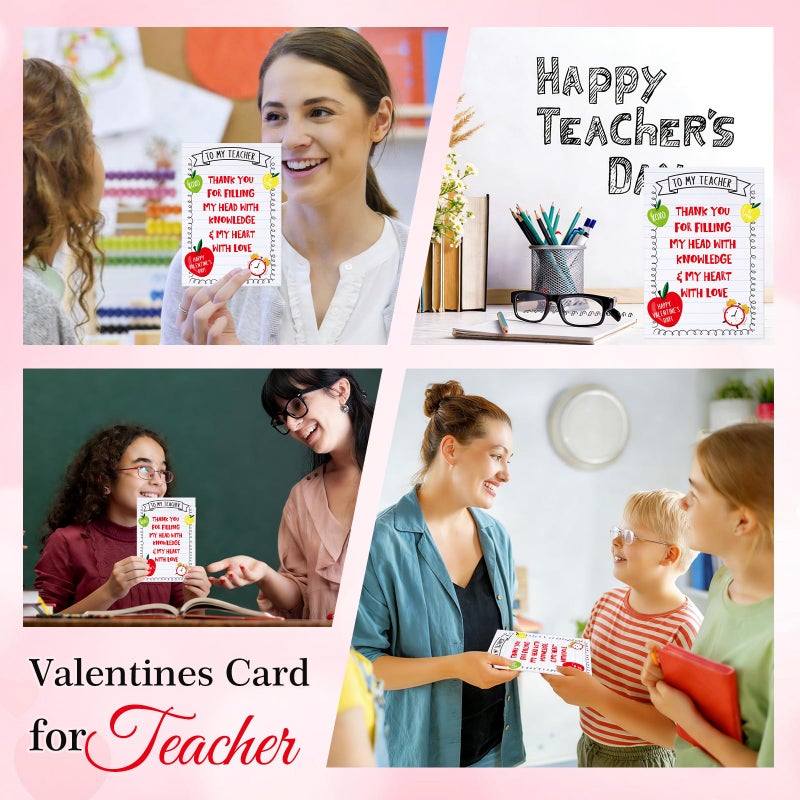 PETCEE Teacher Valentine's Day Card - Thank You Greeting Card & Gift from Student for Teachers 4x6 Inch to My Teacher Appreciation Card Happy Valentines Gift with Envelope - Image 4