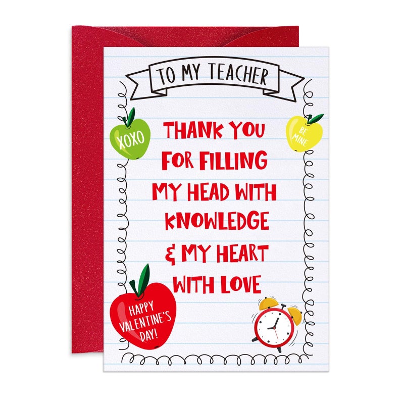 PETCEE Teacher Valentine's Day Card - Thank You Greeting Card & Gift from Student for Teachers 4x6 Inch to My Teacher Appreciation Card Happy Valentines Gift with Envelope - Image 1