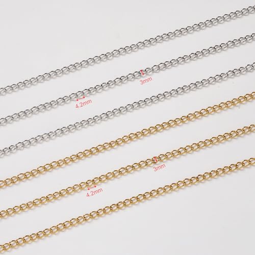 UMAOKANG 2 Rolls 65.6 Feet Stainless Steel Extender Chain for Jewelry Making Twist Curb Chains with Jump Rings and Lobster Clasps - Image 3