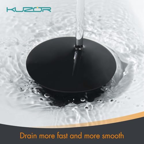 KUZOR Matte Black Pop Up Bathroom Sink Drain with Overflow - Fits 1-5/8" to 2" Holes, 304 Stainless Steel for Vanity/Vessel Sink - Image 4