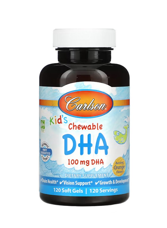 كارلسون أقراص DHA القابلة للمضغ للأطفال، 100 مجم، 120 كبسولة هلامية ناعمة