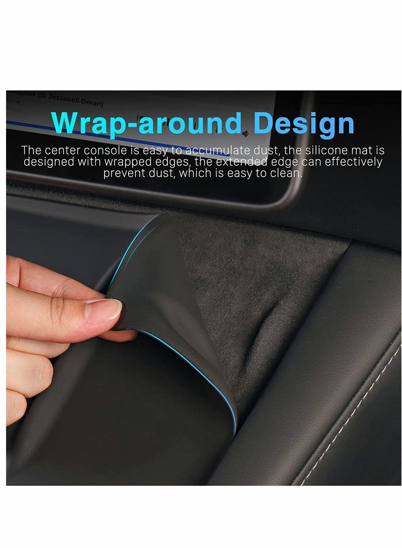 SYOSI Roll over image to zoom in Car Silicone Mat, Center Console Wireless Charger Silicone Mat, Anti-skid pad interior, for 2021-2022 Tesla Model 3 Model Y Interior Accessories (Black)  - Image 3