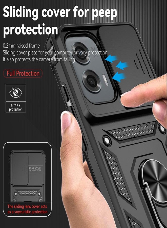 PUSHIMEI for Motorola Moto G Stylus 5G 2024 Case with Slide Camera Cover HD Screen Protector [Military Grade Drop Tested] Magnetic Ring Holder Kickstand Protective Phone Case for Moto G Stylus 5G 2024, Black - Image 4