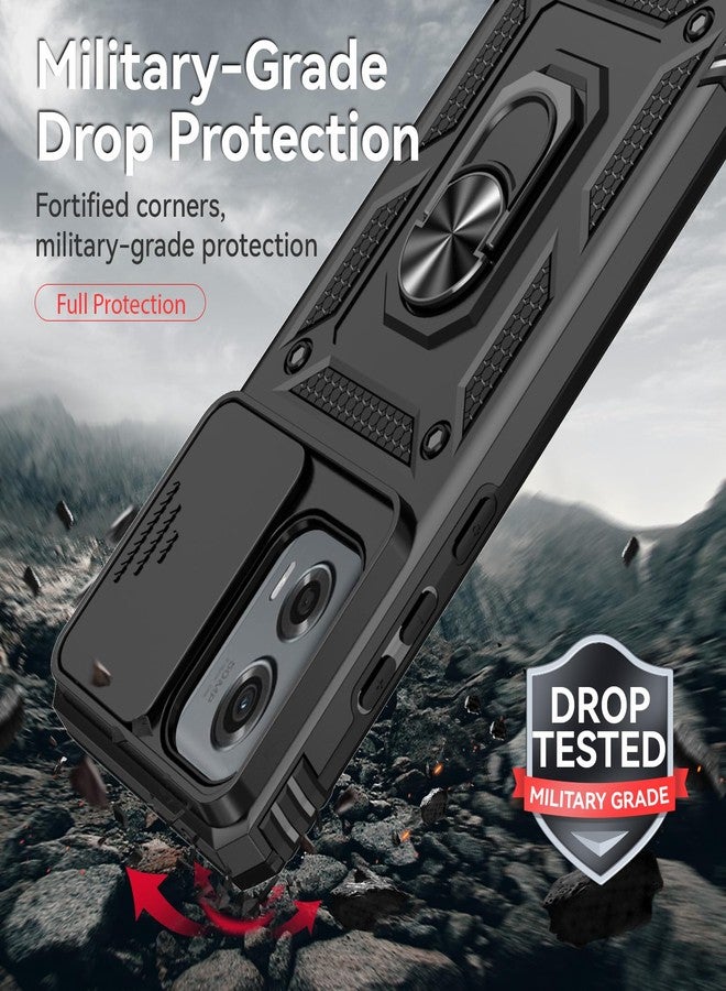 PUSHIMEI for Motorola Moto G Stylus 5G 2024 Case with Slide Camera Cover HD Screen Protector [Military Grade Drop Tested] Magnetic Ring Holder Kickstand Protective Phone Case for Moto G Stylus 5G 2024, Black - Image 5