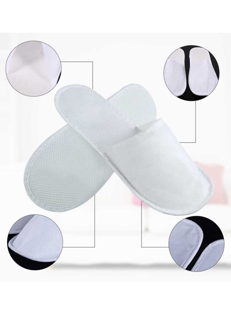 White SPA Hotel Luxury And Comfortable Slippers, Fabric Cotton Non-Slip Closed Toe Shoes Eco Friendly Disposable Fit Size for Men And Women - Image 2