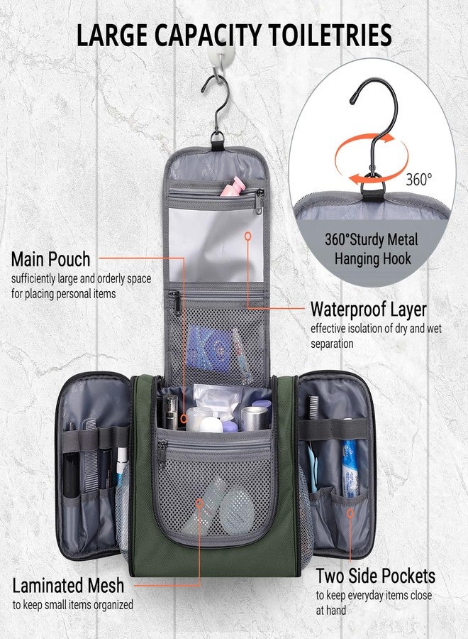 WITZMAN Toiletry Bag for Men Women Large Hanging Multi-organization Bathroom Bag Water-resistant Dopp Kit Shaving Bag Men(B690 Army Green) - Image 4