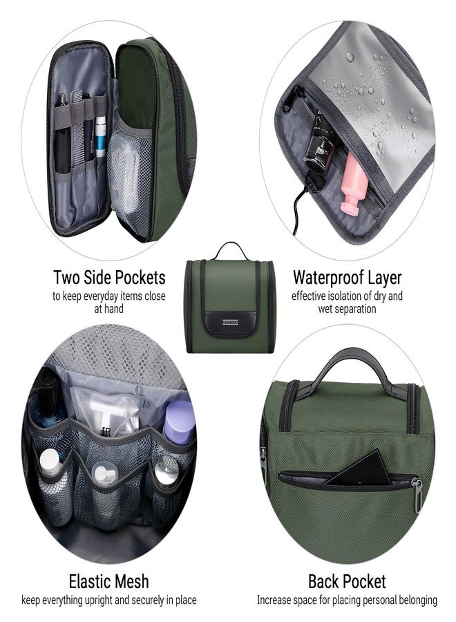 WITZMAN Toiletry Bag for Men Women Large Hanging Multi-organization Bathroom Bag Water-resistant Dopp Kit Shaving Bag Men(B690 Army Green) - Image 5