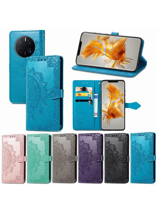 اس-توب جراب لهاتف Huawei Mate 50 Pro، جراب هاتف جلدي منقوش بزهرة ماندالا - Image 5