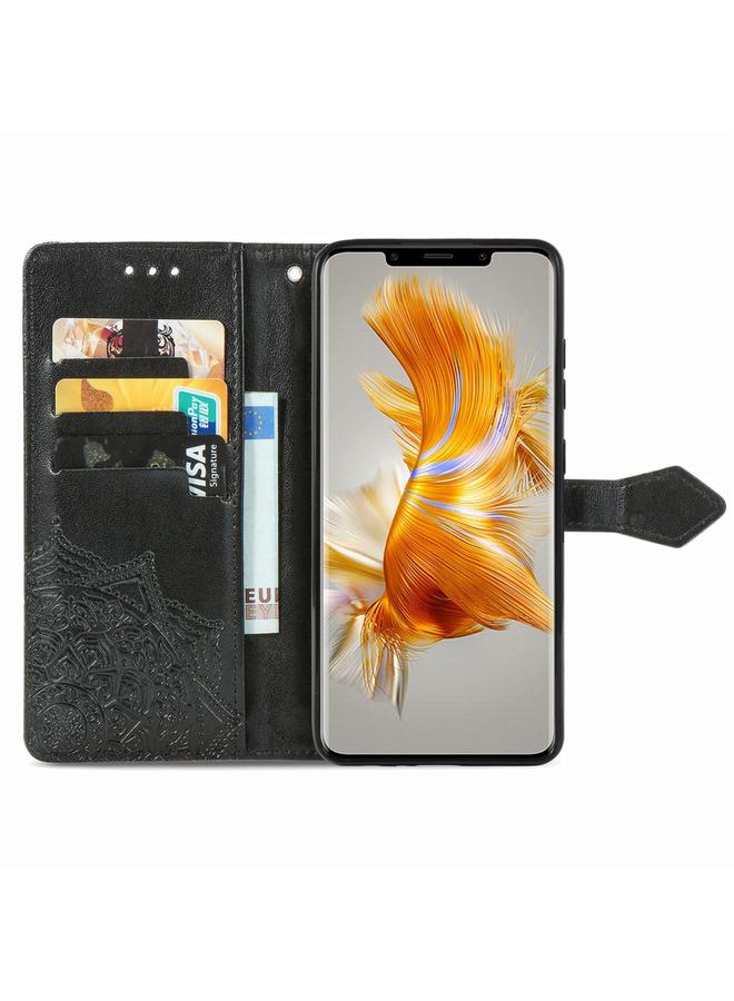 اس-توب جراب لهاتف Huawei Mate 50 Pro، جراب هاتف جلدي منقوش بزهرة ماندالا - Image 3