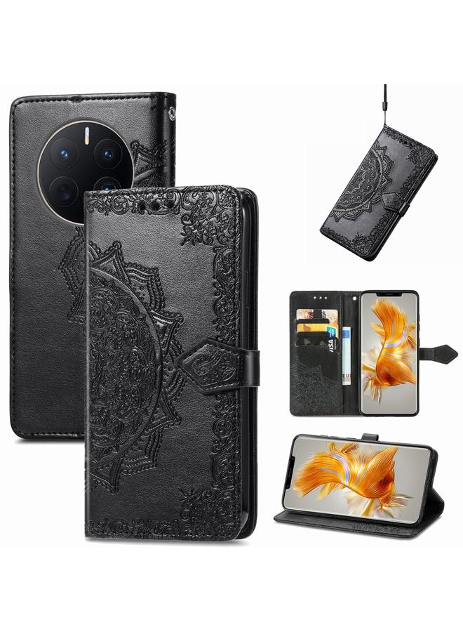 اس-توب جراب لهاتف Huawei Mate 50 Pro، جراب هاتف جلدي منقوش بزهرة ماندالا - Image 1