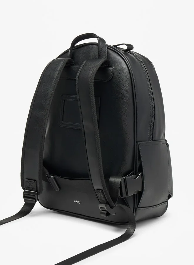 MISSY Women Missy Monogram Print Backpack with Adjustable Straps and Zip Closure - 31x13x40 cm