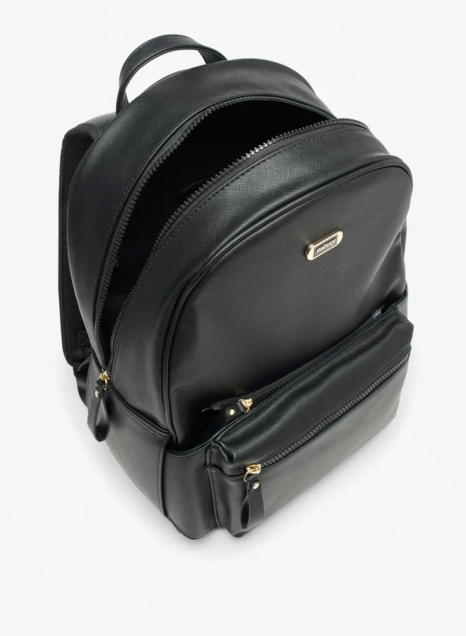 MISSY Women Missy Monogram Print Backpack with Adjustable Straps and Zip Closure - 31x13x40 cm