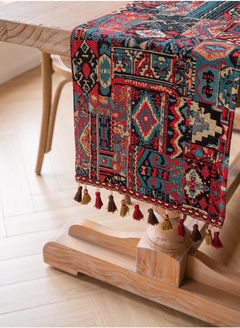 bbet Table Runner,Dining Table Accessories Nordic Jacquard Table Runner Holiday Decoration Table Runner Set  with Tassels Red 30*180cm Runner Table Coffee Table Cover  Table Decoration  - Image 5