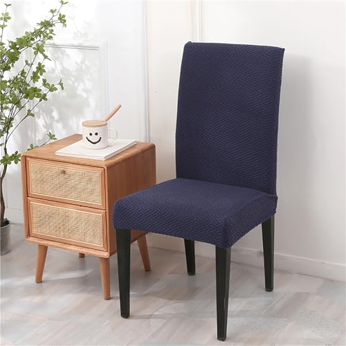 House of Quirk Elastic Jacquard Chair Cover Stretch Removable Washable Short Dining Chair Cover Protector Seat Slipcover (Pack of 6, Navy Blue) - Image 2