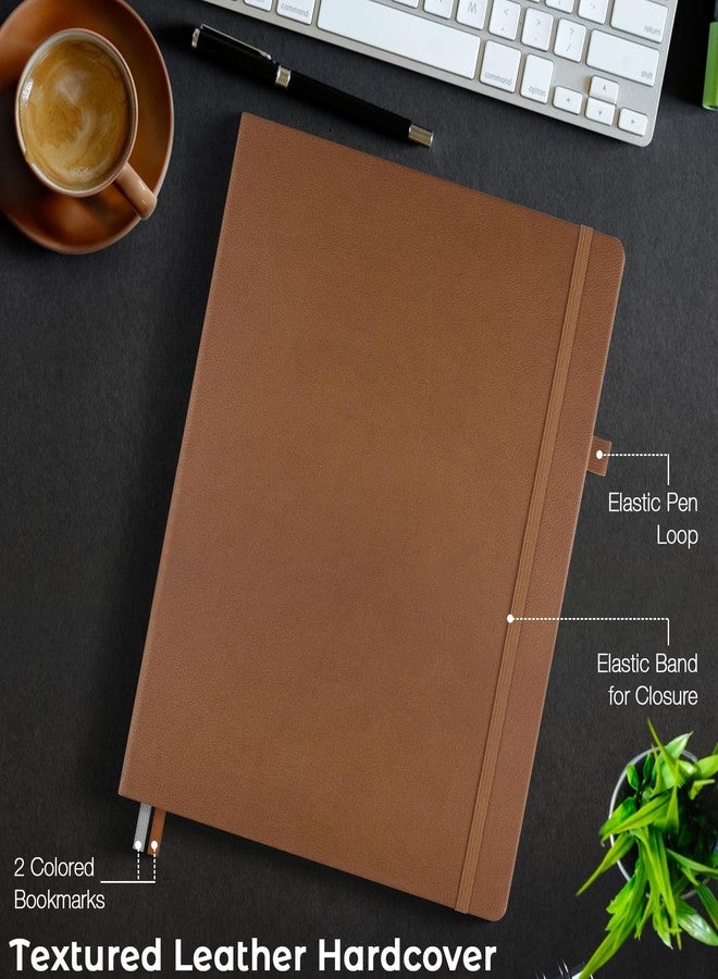 MaleDen College Ruled Notebook, A4 Hardcover Leather Notebook for Work, Lined Notebook Journal for Women, Men, 192 Thick Paper, 8.5" x 11", Large Notebook with Pockets, Professional Business Notebook, Brown - Image 5