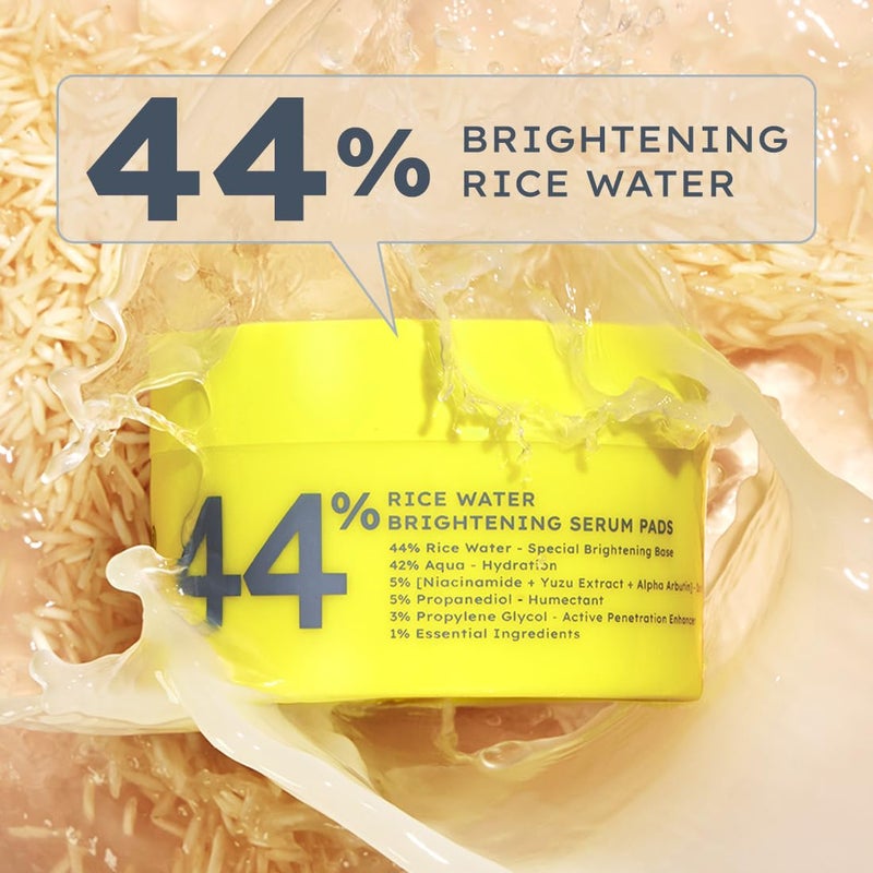 Hyphen 44 Rice Water Brightening Face Serum Pads 5 Niacinamide Alpha Arbutin to Reduces Dark Spots Pigmentation Toner Pads with Serum for Glowing Glass Skin All Skin Types 50N - Image 2