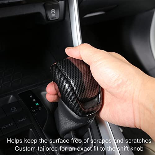 YAKANEY for Totoya RAV4 2019-2025 Gear Shift Knob Cover, Carbon Fiber Grain Interior Protective Gear Shift Trim for Toyota Highlander 2020-2025- Carbon Fiber - Image 4