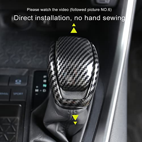YAKANEY for Totoya RAV4 2019-2025 Gear Shift Knob Cover, Carbon Fiber Grain Interior Protective Gear Shift Trim for Toyota Highlander 2020-2025- Carbon Fiber - Image 2