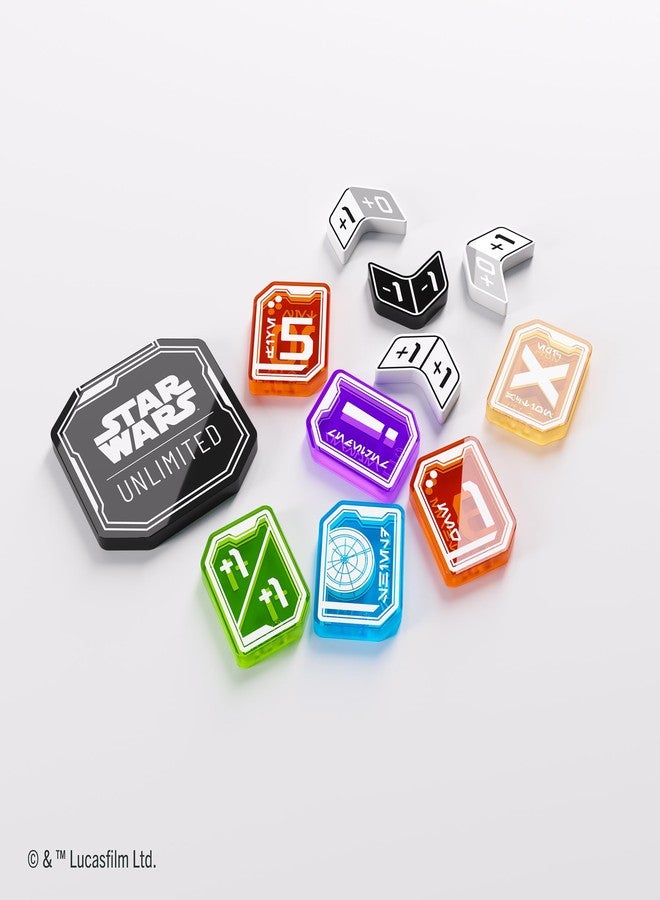 Gamegenic Star Wars: Unlimited Premium Tokens PRO - Enrich Gameplay with Acrylic Double-Sided Token Set, 55 Pieces Including Damage, Shield, and Modifier Counters - Image 3