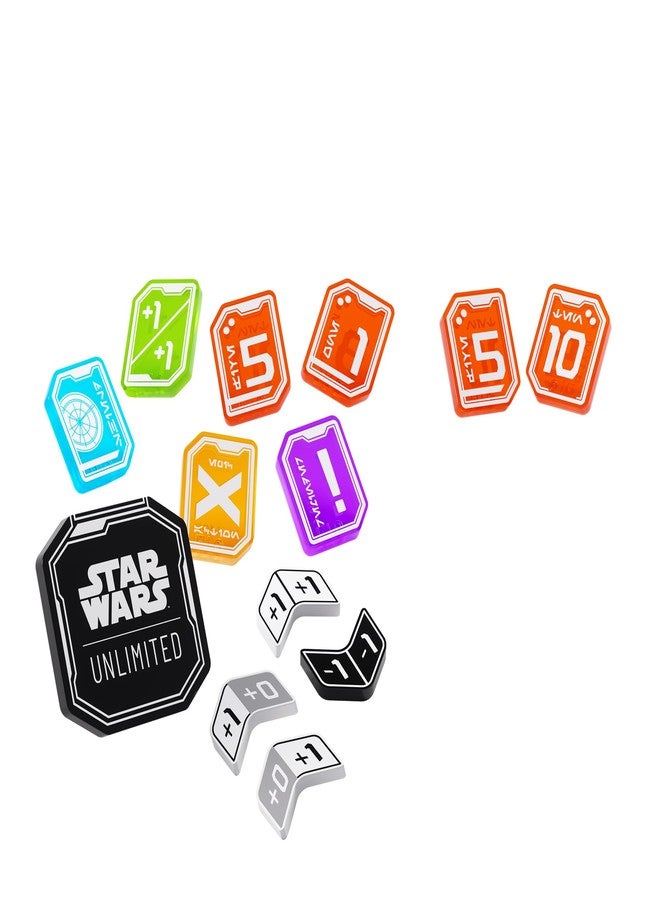 Gamegenic Star Wars: Unlimited Premium Tokens PRO - Enrich Gameplay with Acrylic Double-Sided Token Set, 55 Pieces Including Damage, Shield, and Modifier Counters - Image 2