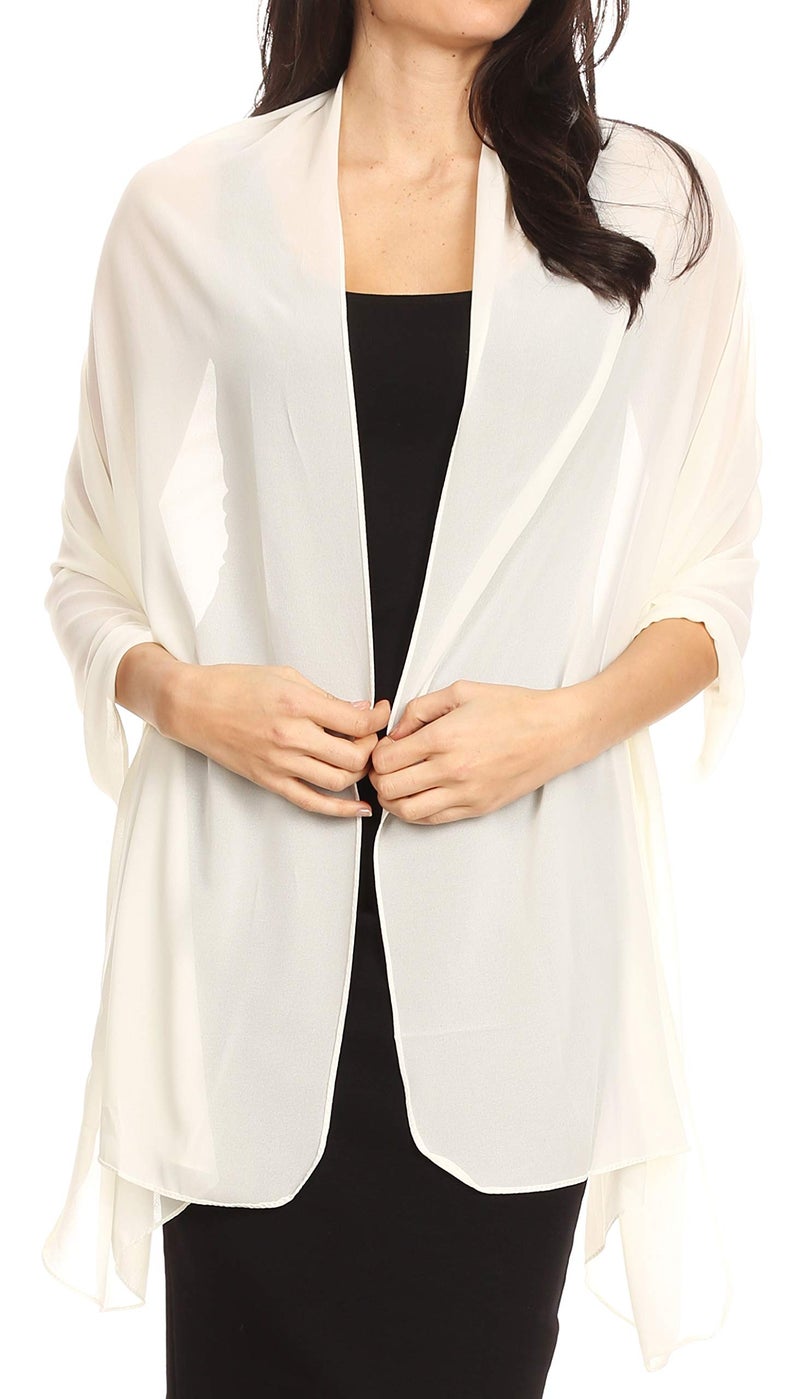 Sakkas ساكاس 18225 - جونا وشاح زفاف نسائي ناعم شفاف من الشيفون - عاجي - 7029 - Image 1