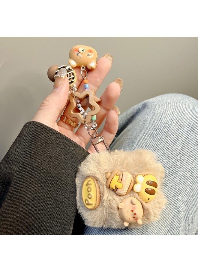 Generic - Ins Cute Plush Honeypot Bear Protective Case For Airpods Pro 2 Generation 3 Generation 4 Generation Bluetooth Wireless Ear-Color:Plush Honey Pot Bear -Applicable Models:Airpods Pro2 - Image 1