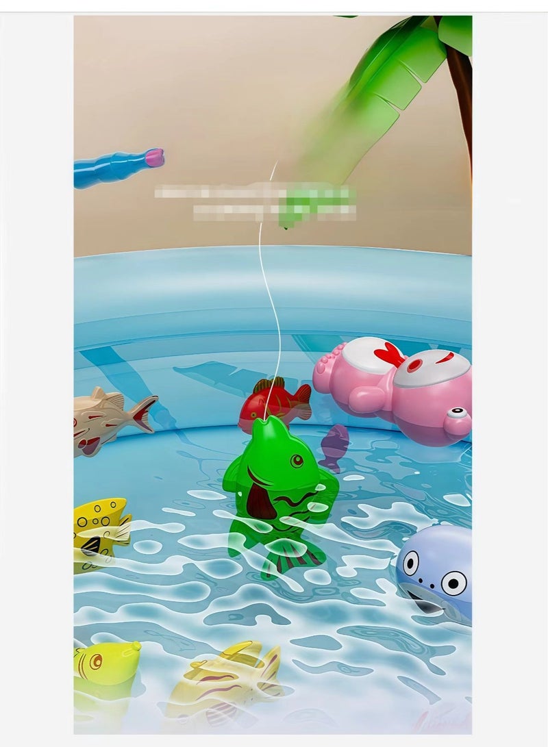 FLYHSO 47 piece set of magnetic lights, children's fishing rods, bath toys, outdoor water toys, and children's fishing games - Image 3