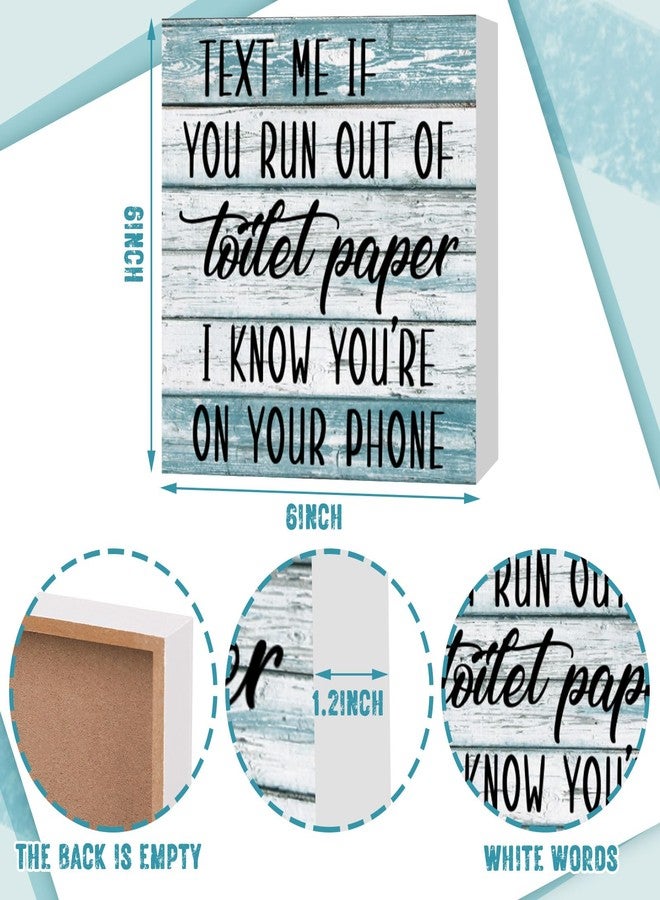 جيتك لوحة خشبية ديكور حمام ريفي من قطعتين من Jetec، لوحة جدارية مضحكة للحمام، لوحة خشبية ريفية للحمام، من فضلك اجلس بنفسك، ديكور حمام منزلي (أزرق) - Image 3