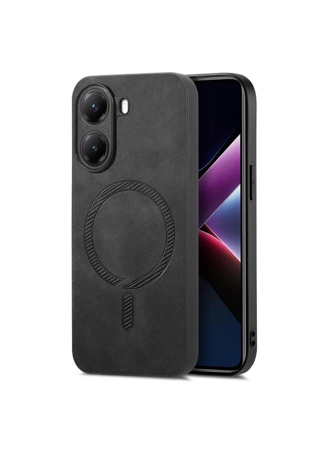 The Bros حافظة لهاتف Xiaomi Poco X7 Pro بلون صلب تصميم رجعي غلاف خلفي PU ماغسيف