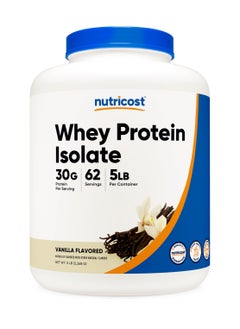 Whey Protein Isolate - 30 G Protein Per Serving, 62 Servings, 5 Lb Per Serving Vanilla Flavored Naturally Flavored With Natural Flavors Net Wt 5 Lb