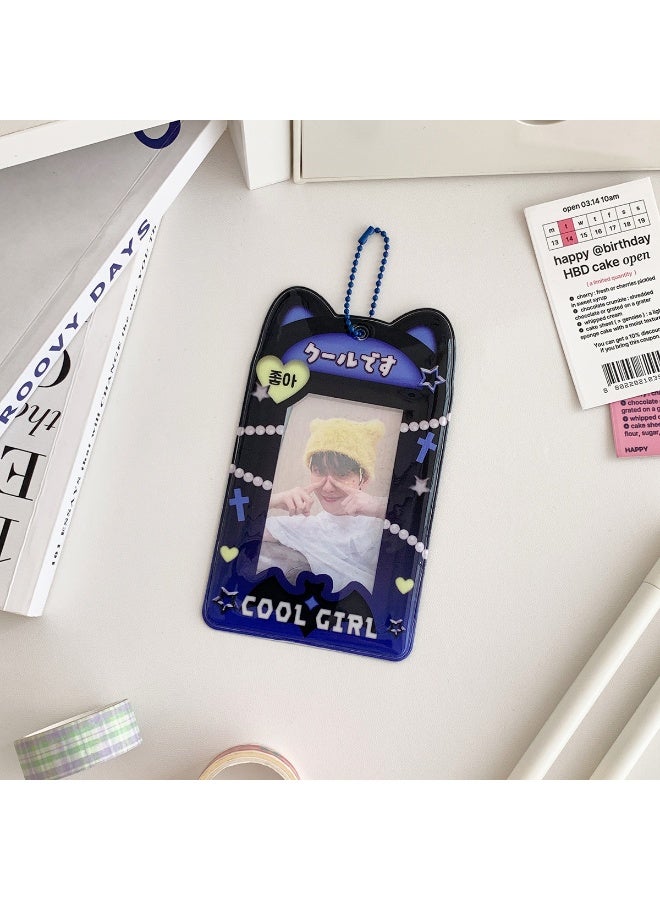 NIBEMINENT 1 - Piece Kpop Photo Card Holder Pendant Key Chain ID Badge Holder ID Card Holder Photo Card Protector for School ID Office ID Access Card for Women Girls - Image 1