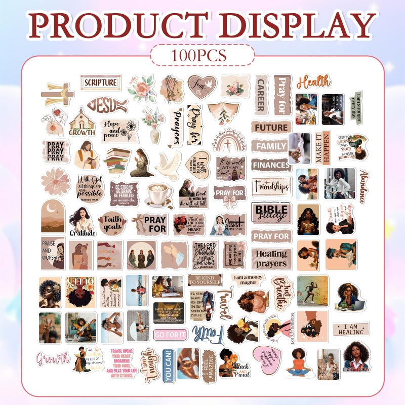 Aposwow Black Women Stickers for Women - 100 Pcs Black Women Water Bottle Stickers for Vision Board, Motivational Waterproof Scrapbook Decals, Inspirational Vinyl Sticker for Laptop Journaling - Image 2