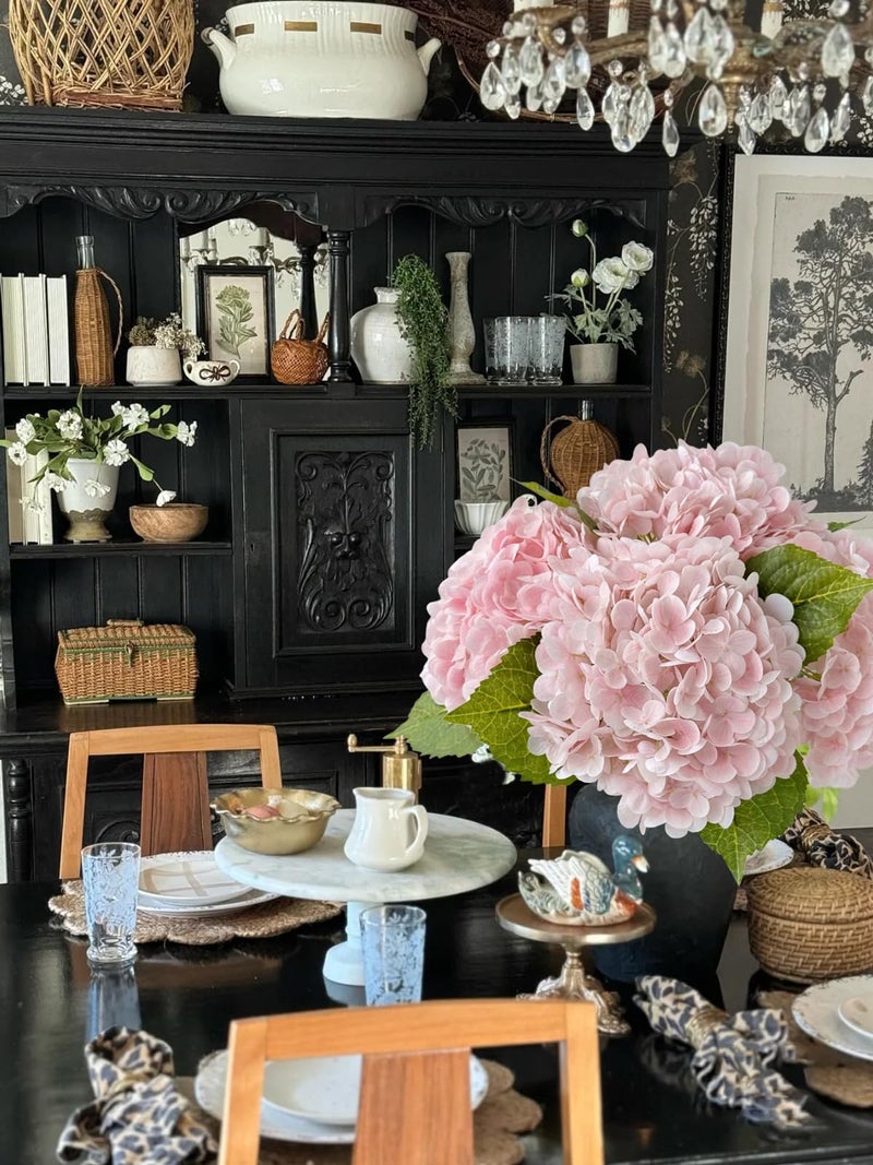 ZYTUYO Pink Hydrangea Artificial Flower 3 PCS 21in Real Touch Large Hand Feel Moisturizing Latex Flower Head with Long Stem for Wedding Decor Home Floral Arrangement Table Centerpieces - Image 2