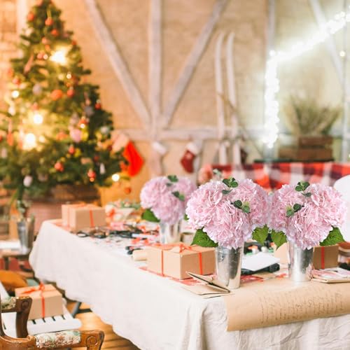 ZYTUYO Pink Hydrangea Artificial Flower 3 PCS 21in Real Touch Large Hand Feel Moisturizing Latex Flower Head with Long Stem for Wedding Decor Home Floral Arrangement Table Centerpieces - Image 3