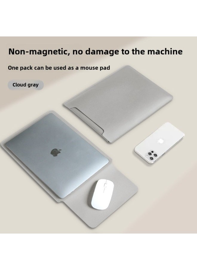 Generic - Applicable To Apple Notebook Inner Bag 13/14/15/16/inch Xiaomi Huawei Computer Bag Non-magnetic Thickened Pu Leather-Color: Cloud Gray * Can Be Used As A Mouse Pad-Applicable Model:14 Inch - Image 1