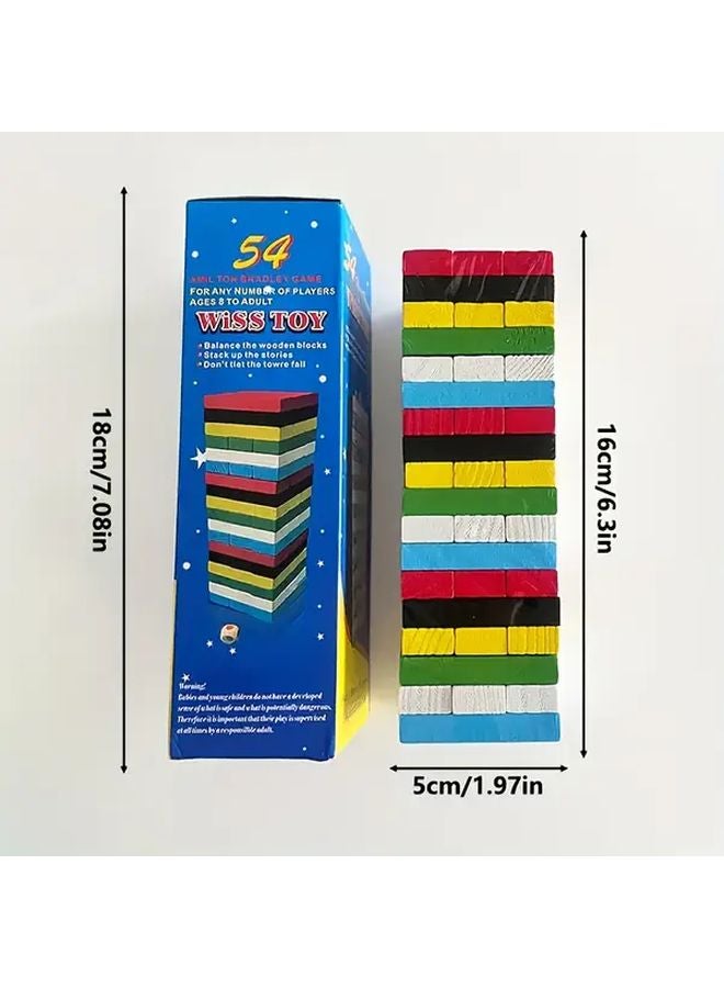 54pcs Wooden Stacking Game Building Blocks For Kids Adults Motor Skills Development - Image 3