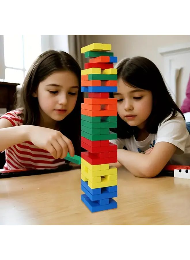 54pcs Wooden Stacking Game Building Blocks For Kids Adults Motor Skills Development - Image 2