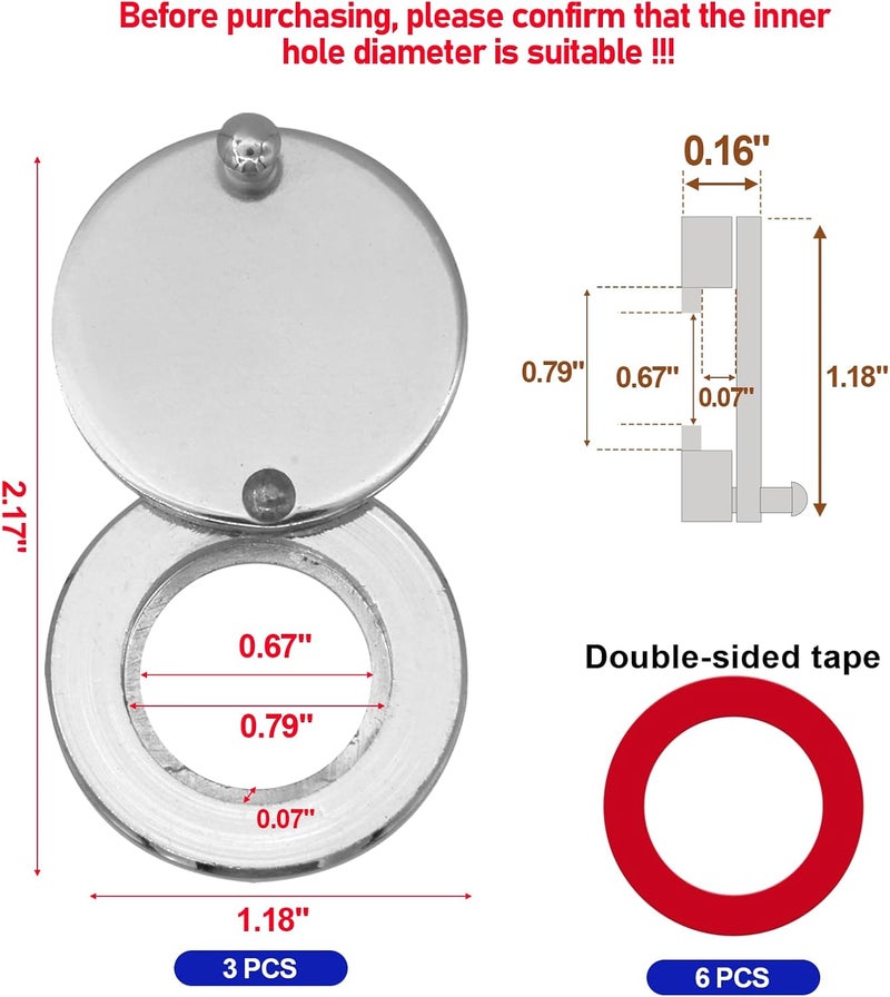 KIBBEH 3 Set Peephole Cover, Peep Hole Covers for Peep Holes for Door Viewer, Home Security Peephole Protector Us House, Family, with Matching Self-Adhesive Installation Tools, Simple and Fast(Silver) - Image 2