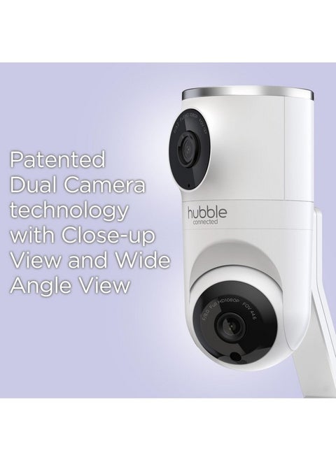 Hubble Connected Dual Vision Smart HD Baby Monitor with 2 Cameras, WiFi Baby Monitor with App and Screen, Remote Pan Tilt Zoom, 2-Way Talk, AI Motion Tracking, Night Vision, Room Temperature Sensor