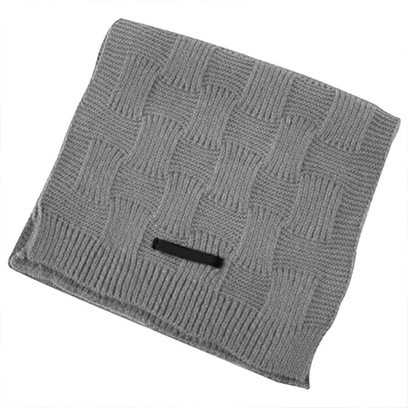 Plaid Knitted Scarf For Women And Men Soft Unisex Winter Scarf In Grey - Image 5
